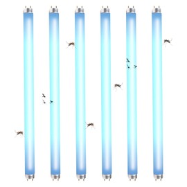 6 Pcs 15W 18 Inch Replacement UV Bulb F15T8/BL UVA 365nm Fluorescent Light Bulbs for 30W Indoor Bug Zapper, F15T8 Black Light Bulbs for Indoor Outdoor Mosquito & Flying Insect Zapper Lamp