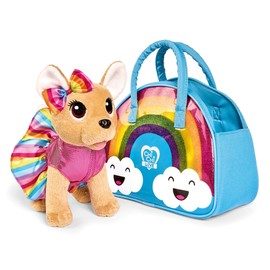 Simba 105893438 ChiChi Love Rainbow Chihuahua Plush Dog in Cute Rainbow Outfit with Matching Bag, 20 cm, from 3 Years