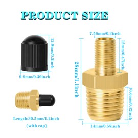 Yuentoen 1/4" NPT Tank Valve,4pcs Car Brass Air Compressor Tank Fill Valve,Anti-Corrosion Standard Valves Core with 1/4''NPT Male Threads Tank Valve & Caps