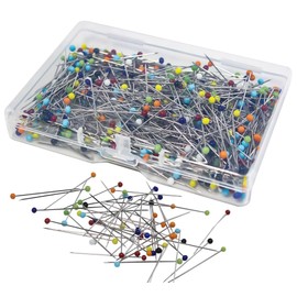 Dressmaker's Sewing Pins - 500 Count, Straight Pins with Colored Glass Heads (1-1/2 Inch), Ideal for Quilting & Fabric