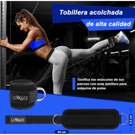 LOW&EE® 2 Pack Gym Padded Ankle Strap Pulleys for Women Men Ankle Straps for Cable Machine Fitness and Gym Accessories (Black)