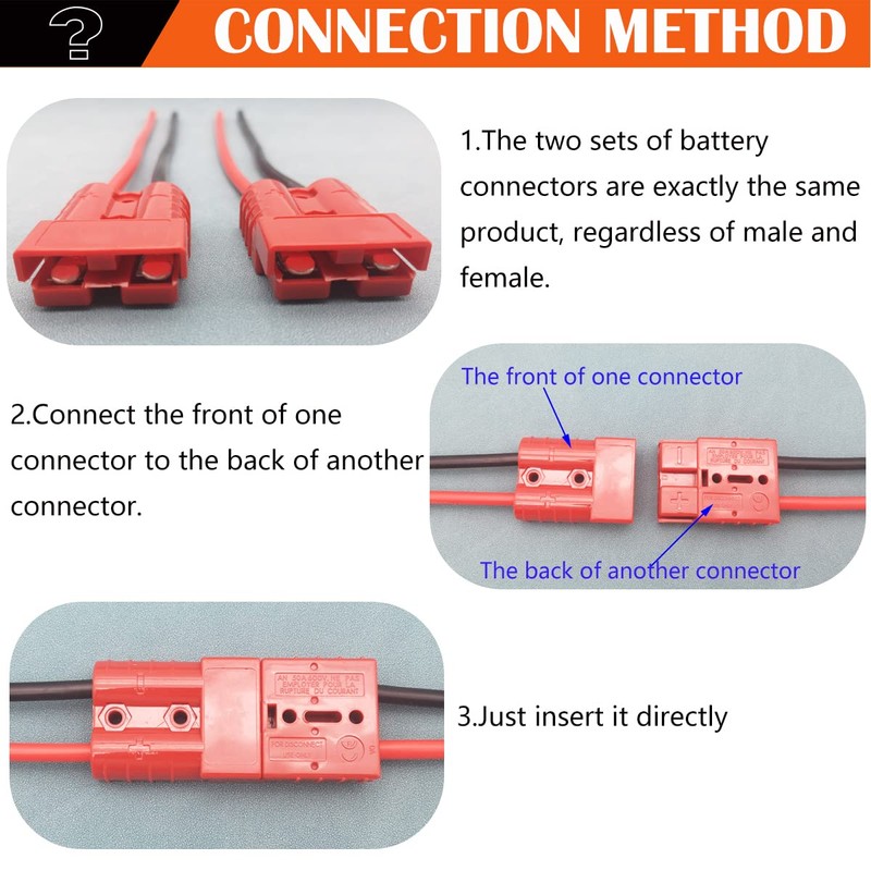 CESFONJER 120A Battery Connector with 6 AWG 25cm Silicone Cable