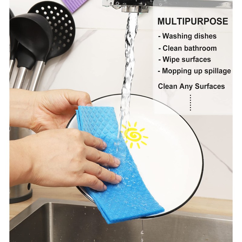 JECOLE 10 Packs Swedish Dishcloths for Kitchen, Reusable Paper Towels