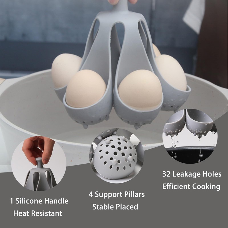 Dacthuw Silicone Egg Boiler Rack for Hard Soft Boiled Eggs,