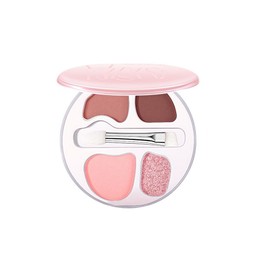 LiangNiShi 4 Color Eyeshadow Palette Teardrop Bag Makeup with Concealer Function for Long Time Keeping Eyeshadow with Low Saturation Matte & Fine Glitter (02# Pink Heart Glow)