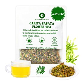 Carica Papaya Flowers Freeze Dried 4.23 Oz, Vaccum Sealed, Mind Calm & Relax Herbal Tea, No Additives & No Sugar Added, Stomach Calm & Relax, Re-steep Papaya Flower Tea & Cooking