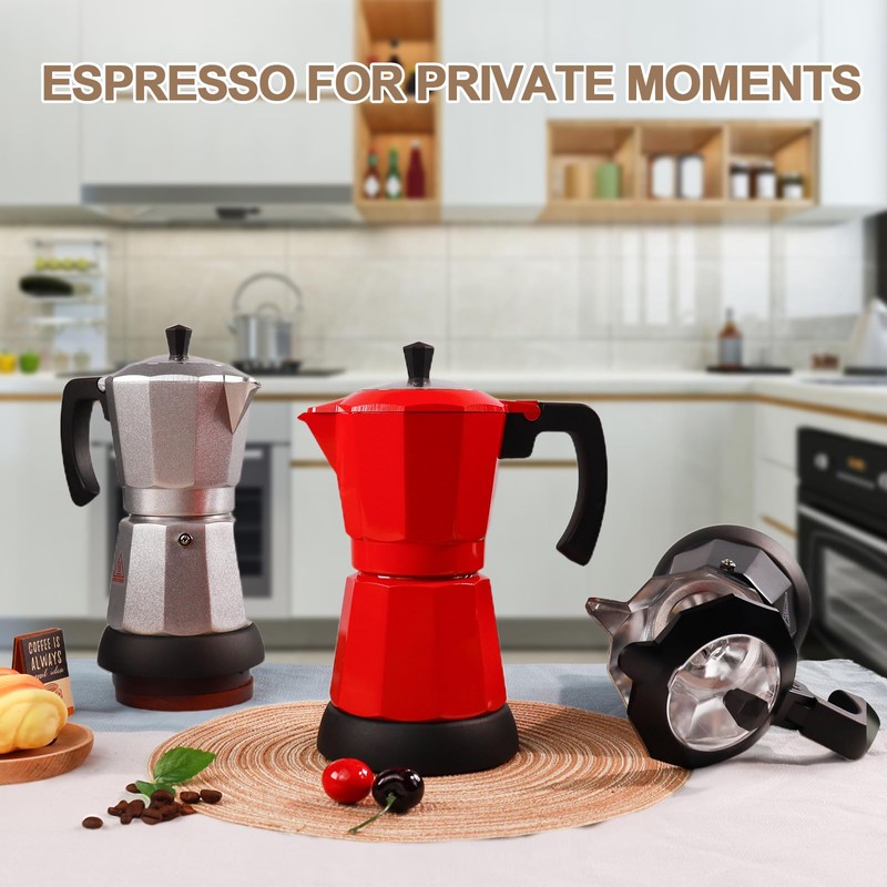 Aluminum Electric Moka Pot 5-6 Cup 270ml Express Coffee Maker