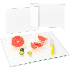 ODDMUCK 3 Pack Tempered Glass Cutting Board for Kitchen, Dishwasher Safe, Counter,Clear Glass,Scratch Resistant,Heat Resistant, Glass Palette for Oil Painting, Shatter Resistant