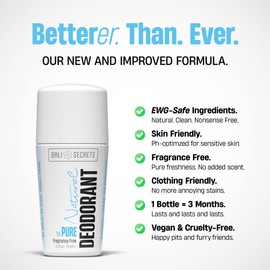 Bali Secrets Natural Deodorant for Women & Men. Fragrance Free. Unscented. Clean Formula for Sensitive Skin. Strong & Reliable Odor Protection. No Synthetic Aluminum. Organic & Vegan [THE PURE]