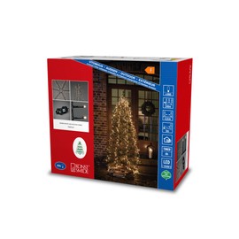 Konstsmide Micro LED Compactlights Tree Jacket with Ring, 6 Strands of 110 Diodes, 8 Hours Timer, 660 Warm White Diodes, 30 V Outdoor Transformer (IP44), 6 W, Black Cable - 6650-100, Black