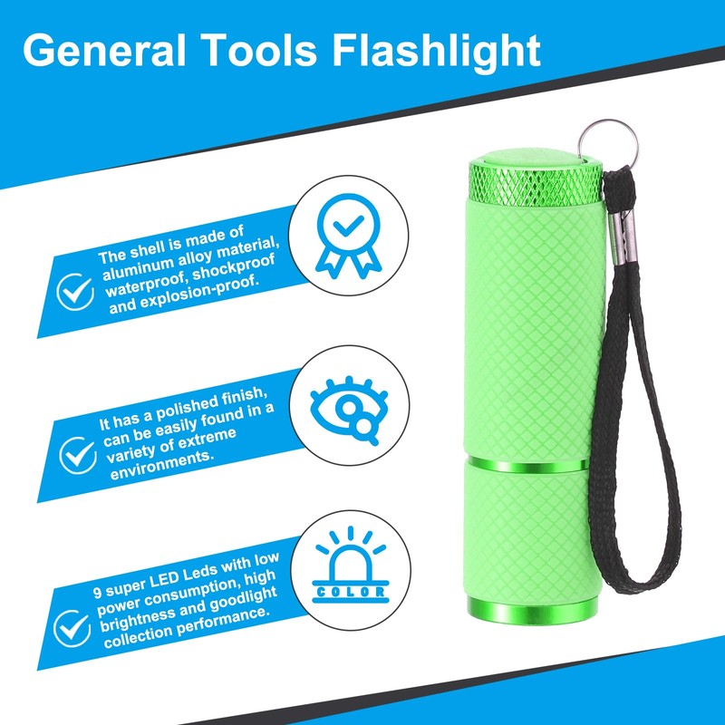 PATIKIL 9 LED Glow in Dark Flashlights, 2 Pcs Mini