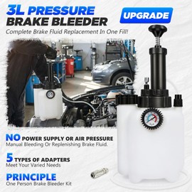 BELEY 3L Manual Brake Bleeder Kit with 5 Master Cylinder Adapters