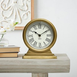 EMAX HOME Vintage Gold Mantle ClockTable for Living Room Decor Table Clock Decorative Battery Operated Table Top Shelf Clock