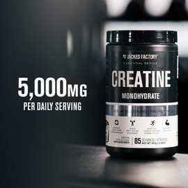 Jacked Factory Creatine Monohydrate Powder 425g - Canadian-Owned Informed Choice Certified Supplement for Increased Muscle Mass*, Improved Strength, Power, & Performance** - 85 Servings, Unflavored