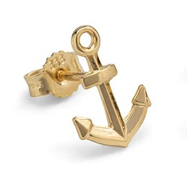 NKlaus Single Stud Earrings Anchor 333 Yellow Gold 8 Carat Shiny Earrings Motif Real Gold Earring 40118, Yellow Gold