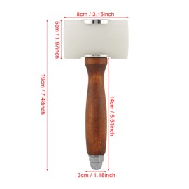 T Shape Leather Nylon Hammer, Leather Work Mallet Nylon Hamer Wood Handle Leather Carving Mallet Craft Tool