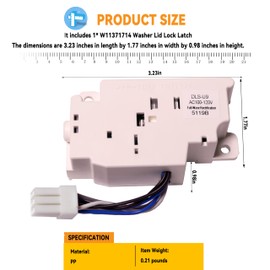 W11371714 Washer Lid Lock Latch Compatible with Whirlpool Amana Kenmore Washer Replace W10869789 AP6890229 EAP12723989 PS12723989 4960469