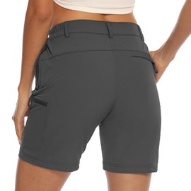 JHMORP Women's Hiking Shorts Stretch Quick Dry Golf Cargo Work Shorts with Zipper Pockets (Dark Grey,CA S)