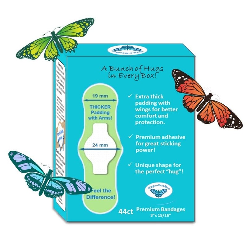Butterfly Hugs - Premium Adhesive Butterfly Bandages from Hug-a-BooBoo, The