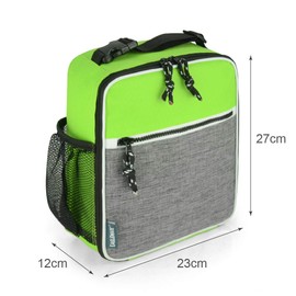 EAGLEMATE Insulated Lunch Bag – Portable Lunch Tote with Clip-on Buckle, Leakproof Interior, Front Pocket & Side Mesh – 7.5L Small Lunch Box for Work, School-BPA Free (Green/Gray)