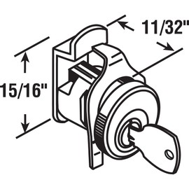 Prime-Line S 4315 Mailbox Lock – Replacement, Multipurpose Mailbox Lock for Several Brands – NA-14 Keyway, Opens Clockwise with 90º Rotation, Nickel Finish (1 Set)