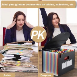 AZYAADIXX Carpeta Para Archivo Acordeón Expandible 24 Bolsillos Carpeta Organizadora de Documentos Organizador de Archivos de Acordeón Folder de...   