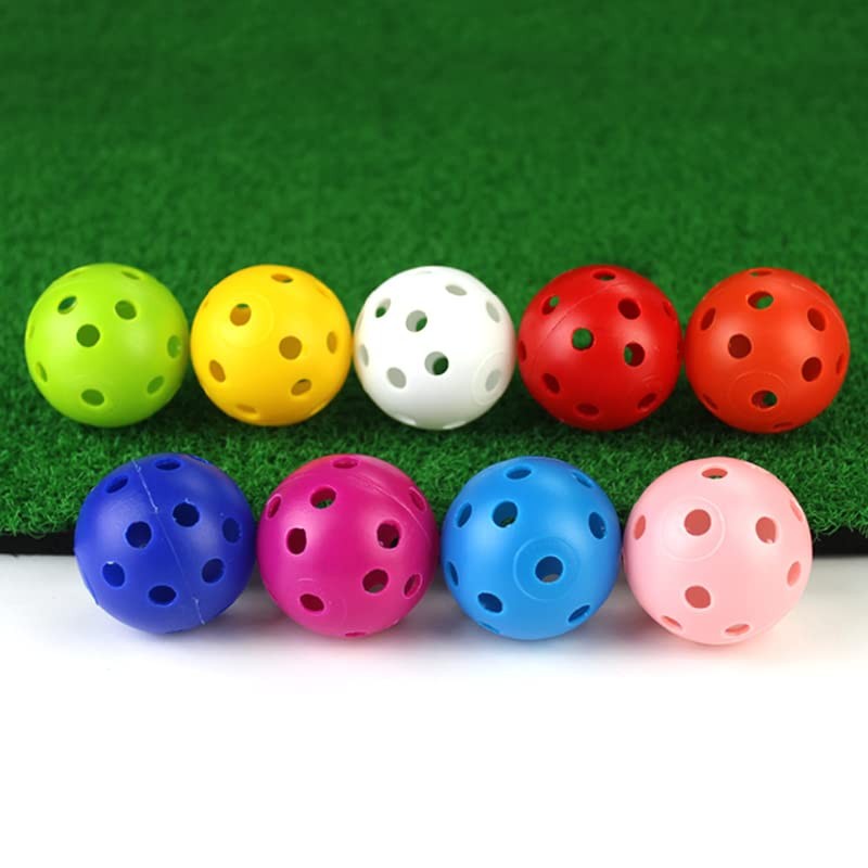 AIMALL 50PCS Plastic Airflow Perforated Golf Training Balls, Lightweight Hollow