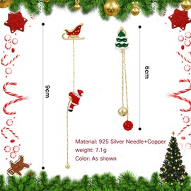 UNVOJL Asymmetric Santa Earrings Christmas Earrings Long Chain Tassel Drop Earrings Santa Claus Earrings for Christmas Birthday