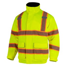 FONIRRA High Visibility Safety Bomber Jackets with Fleece Liner,ANSI Class 3 Reflective Waterproof Coat for Men