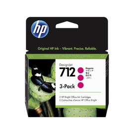 HP 712 Magenta 29-ml 3-Pack Genuine Ink Cartridges (3ED78A) for DesignJet T650, T630, T230, T210 & Studio Plotter Printers