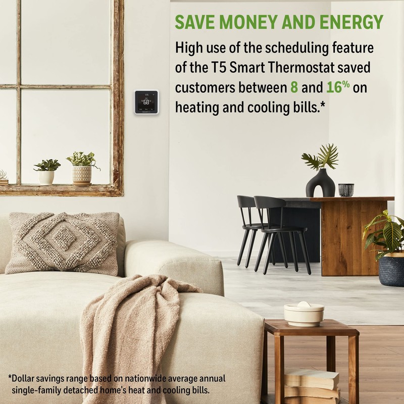 Honeywell Home RTH8800WF2022, T5 WiFi Smart Thermostat, 7 Day-Programmable Touchscreen,