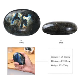 mookaitedecor 301-350g Labradorite Crystal Stone Ornament Irregular Oval Large Labradorite Palm Worry Stone for Anxiety Moonstone Crystal Tumble Stone Reiki Healing Crystal Gift Room Decor