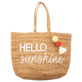 Karma Gifts Women's Jute Beach Tote, Hello Sunshine, OS