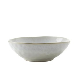 Tableau Margo White Stoneware Bowls - Set of 4, 7" Salad and Cereal Bowls, Microwave and Dishwasher Safe Dinnerware, Classic Elegant for Any Occasion