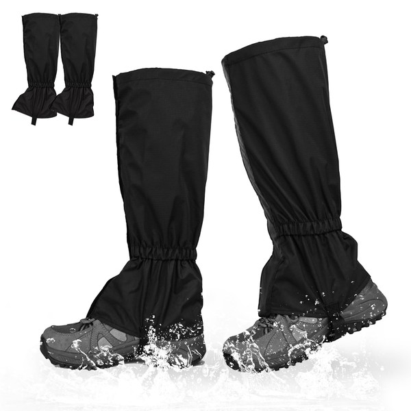 Connextion Gaiters Hiking Gaiters Waterproof Breathable Adjustable Gaiters Bicycle Gaiters Gaiters for Outdoor Trousers for Hiking, Climbing, Trekking, Snow Hiking, Unisex (Black)