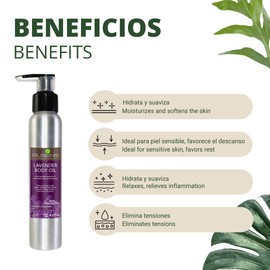 Rusens - Aceite Corporal para Masaje Relajante con Aceite Esencial de Lavanda 100% natural. Relaja y ayuda a conciliar el sueño.