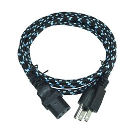 1-Pack FILSHU 16 AWG Heavy Duty 3 Prong Braided Power Cord (PC Power Cord, Computer Power Cord, AC Power Cable) in 5 Feet (NEMA 5-15P to IEC C13)