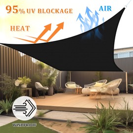 Shade&Beyond 10'x16' Sun Shade Sail Canopy Rectangle, UV Block Breathable Black Curved Shade Sail for Backyard Garden Deck Outdoor (We Make Custom Size)