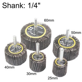 Fixtronic 15 Pcs Flap Wheels Sander, 1/4'' Shank Abrasive Flap Wheel Sanding Kits for Drill, Grinder, Rotary Tools (25/30/40/50/60mm)