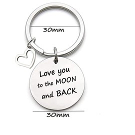 Love You To The Moon And Back Keyring Inspirational Lovers Couple Husband Wife Mum Keyring Pendant Gift Birthday Gift, silver