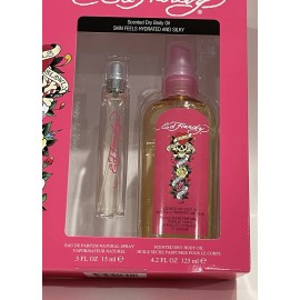 Ed hardy Womens 2pc Gift With 15ml Edp Spray+ 4.2oz Scented Oil New In Box