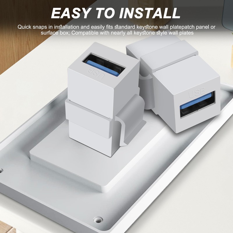 XMSJSIY USB 3.0 Keystone Jack Adds Adapter 5Gbps USB 3.0