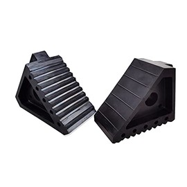 HOXWELL Solid Heavy Duty Rubber Wheel Chocks 2 Packs, Premium Chock for Car, Travel Trailers, RV, Truck, and ATV(2 pcs, Black) 8" x 4" x 6"