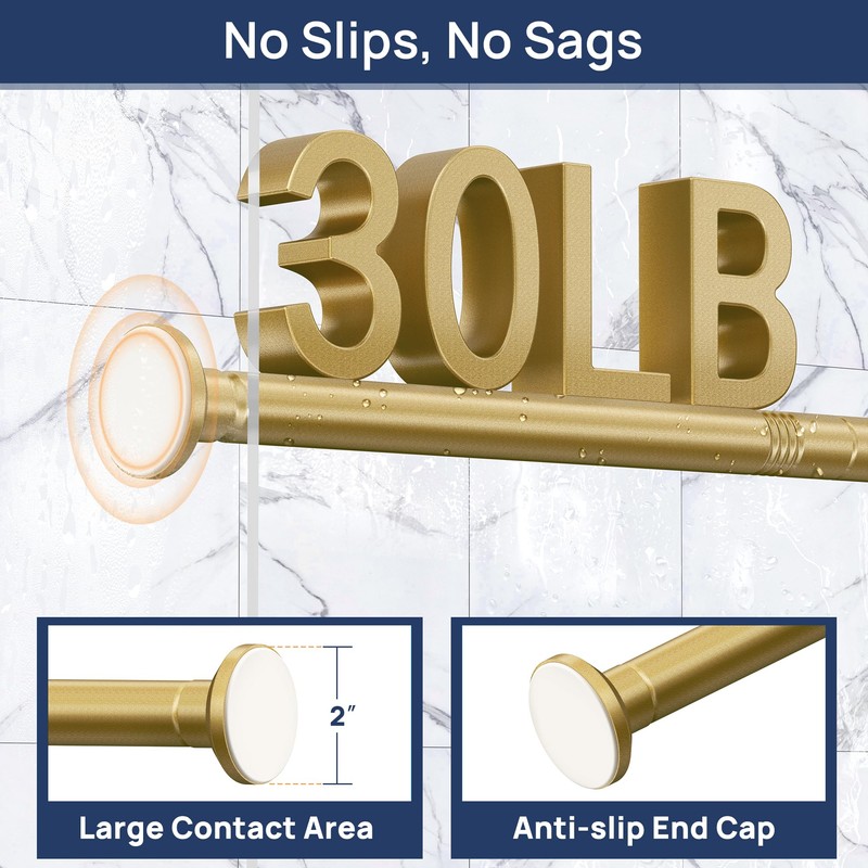 ENJOYBASICS Gold Shower Curtain Rod 30 to 76 Inches, 1