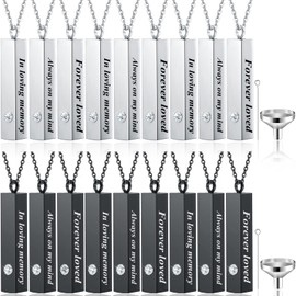 Urn Necklace for Ashes for Men and Women Cremation Jewelry for Ashes Stainless Steel Small Keepsake Pendant for Human Ashes (Black, Sliver, 6 Pieces)