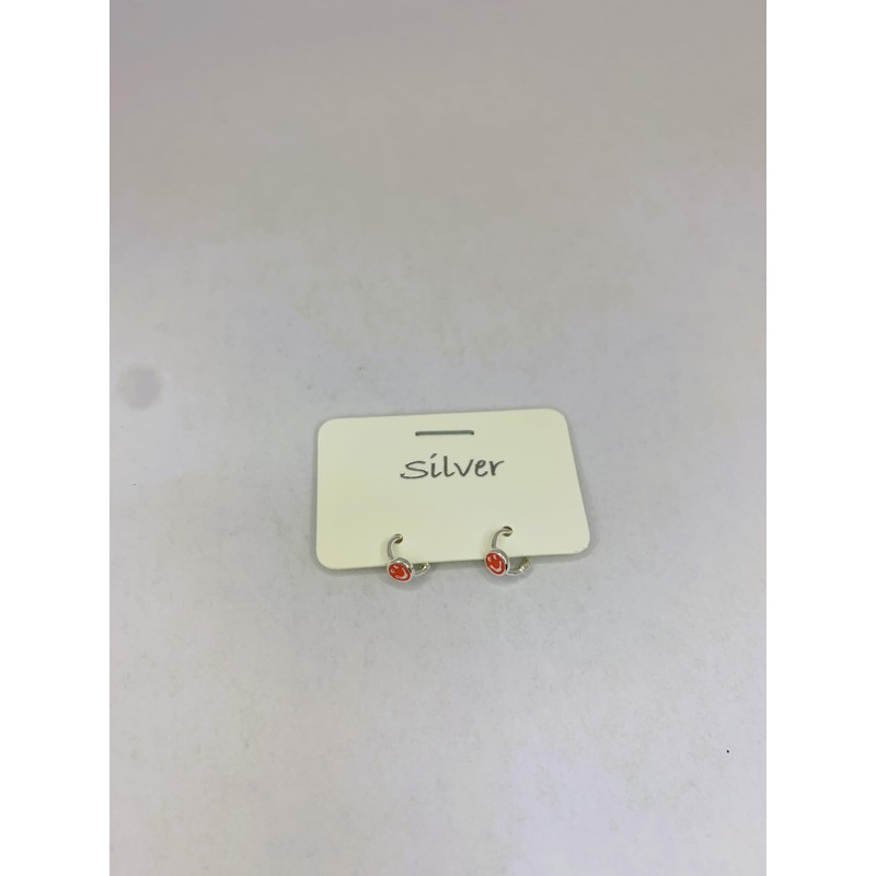 SILVER 925 Anna Flair AE223035 Colorful Smile One Touch Earrings,