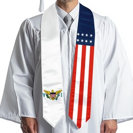 Endargros US Virgin Islands Flag International Students Graduation Sash Stole Scarves 180 X 13 CM/70 X 5 INCHES Double Sided Graduation Decoration Item