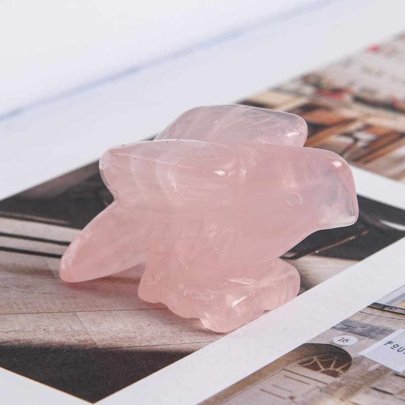 YGLINE Gemstone Crystal Animal Totem Spirit Stone Figurine (Eagle-Rose Quartz)