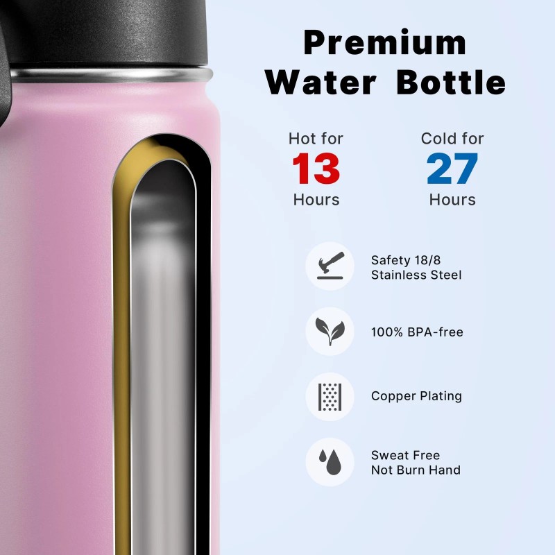 koodee 16 oz Water Bottle Stainless Steel Double Wall Vacuum