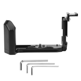 Vertical Stretchable Quick Release L Plate with 2 Cold Shoe 1/4in 3/8in Mount for Fuji XT4 DSLR ILDC Vlog Mirrorless Camera Shooting